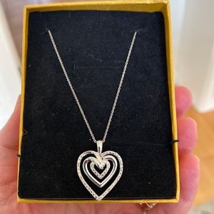 Diamond Multi Heart 18 inch pendant, sterling silver